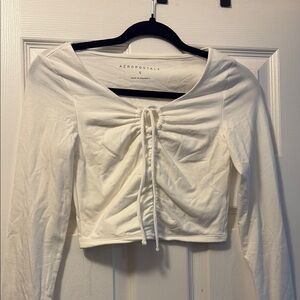 Aeropostale Women's White Ruched Top